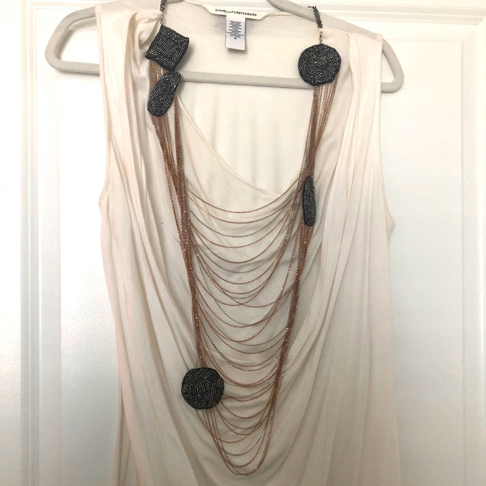 Diane von Furstenberg White Necklace Tee